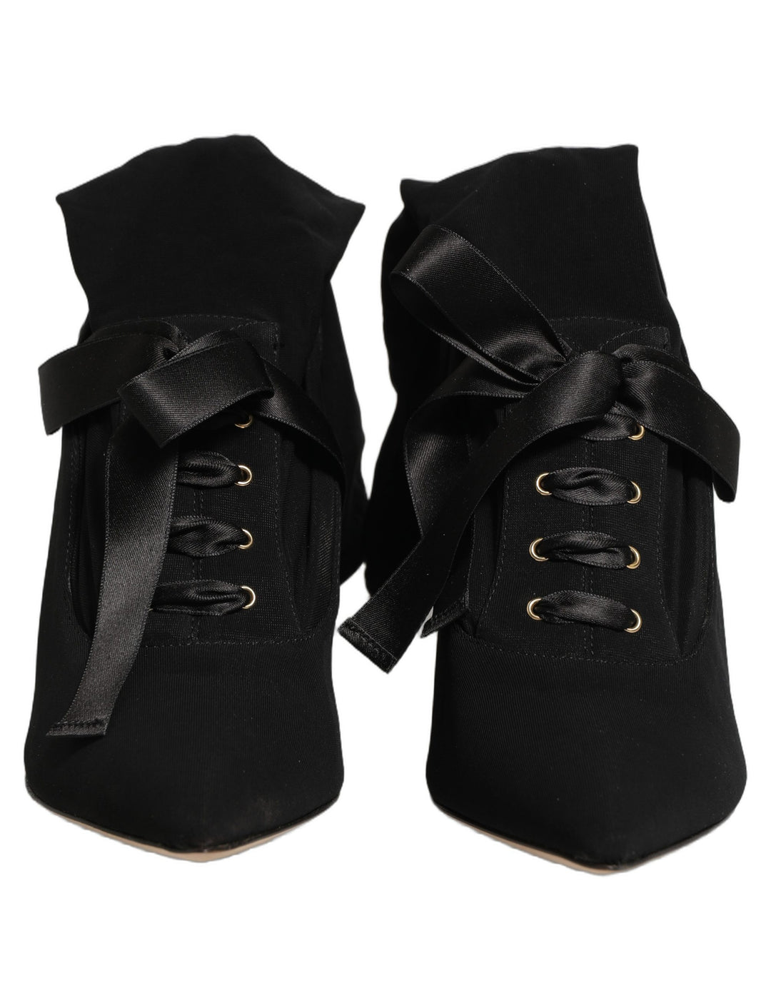 Dolce &amp; Gabbana Black Stiletto Heels Mid Calf Boots Shoes