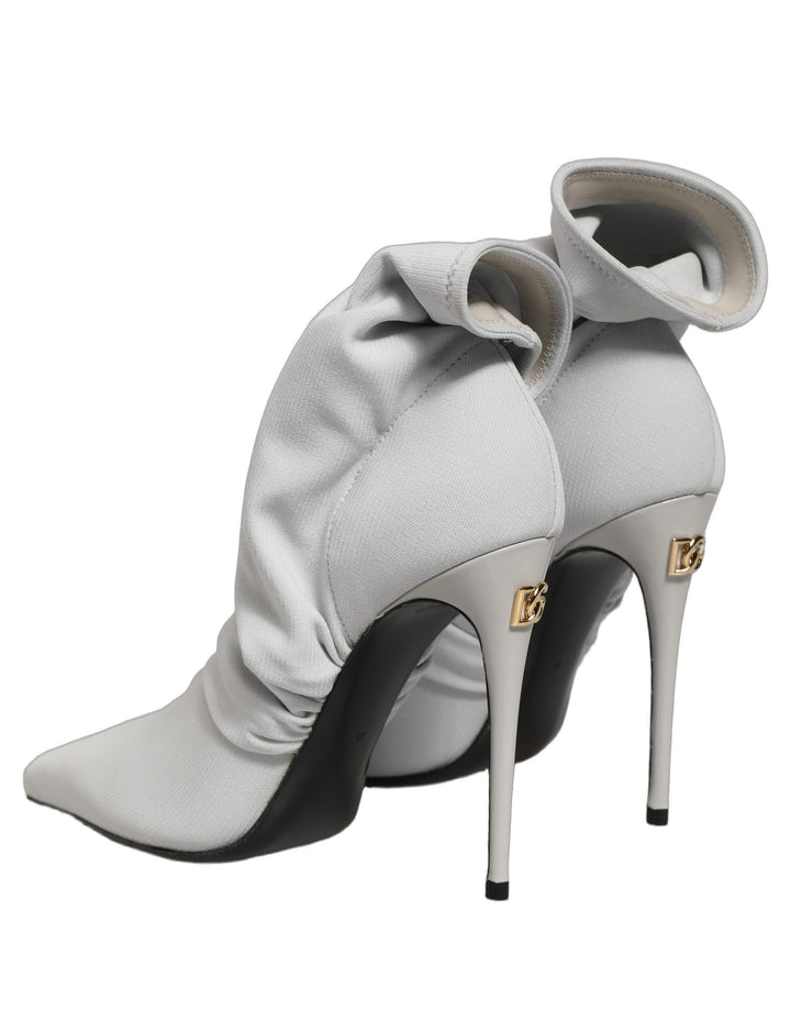Dolce &amp; Gabbana Gray Stretch Socks Heels Ankle Boots Shoes