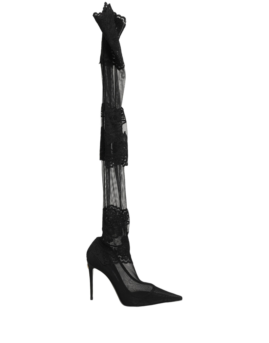 Dolce &amp; Gabbana Black Over The Knee Sock Pumps Boots Shoes