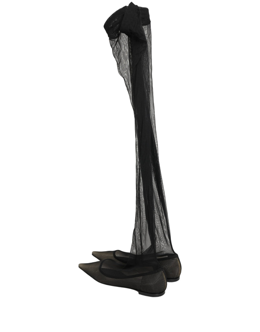 Dolce &amp; Gabbana Black Over The Knee Tulle Flats Boots Shoes