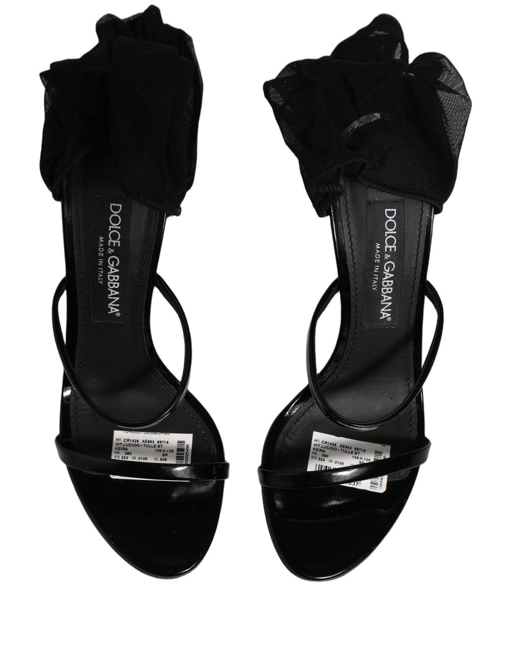 Dolce &amp; Gabbana Stiletto Sandals Socks Knee High Boots Black