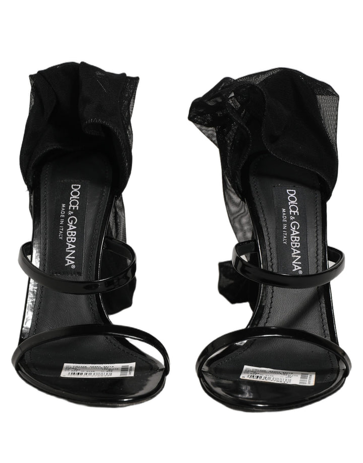 Dolce &amp; Gabbana Stiletto Sandals Socks Knee High Boots Black