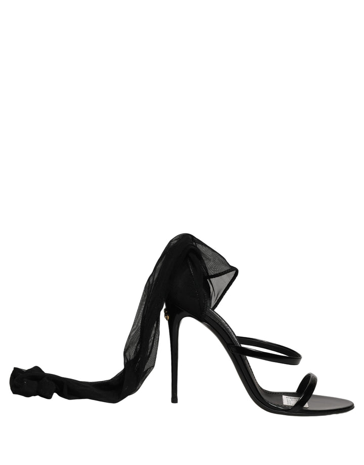 Dolce &amp; Gabbana Stiletto Sandals Socks Knee High Boots Black