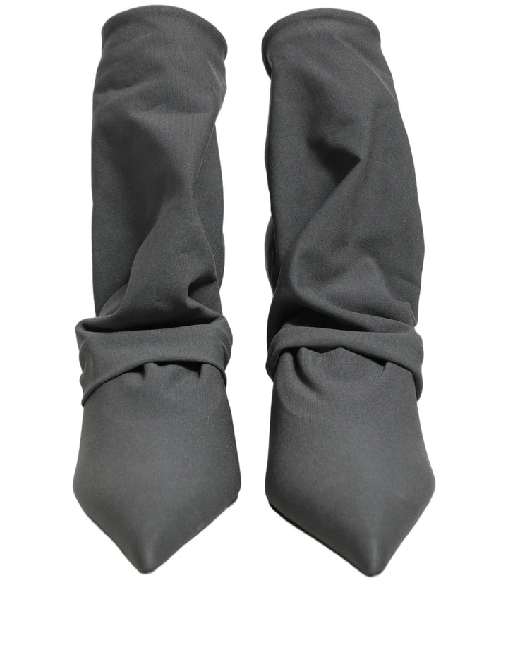 Dolce &amp; Gabbana Gray Stretch Socks Heels Ankle Boots Shoes