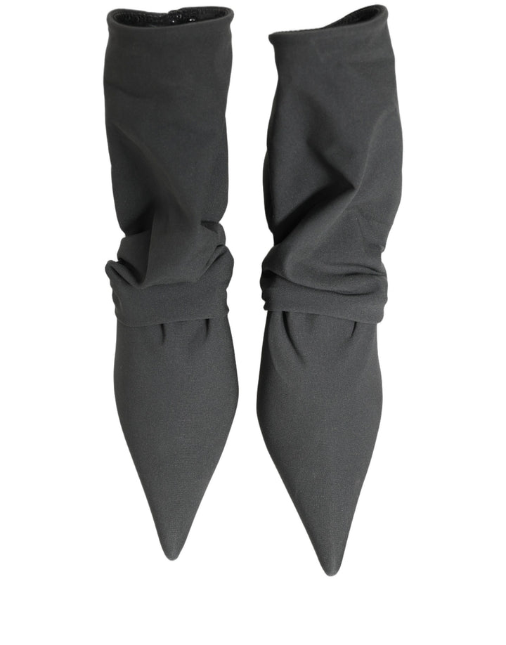 Dolce &amp; Gabbana Gray Stretch Socks Heels Ankle Boots Shoes