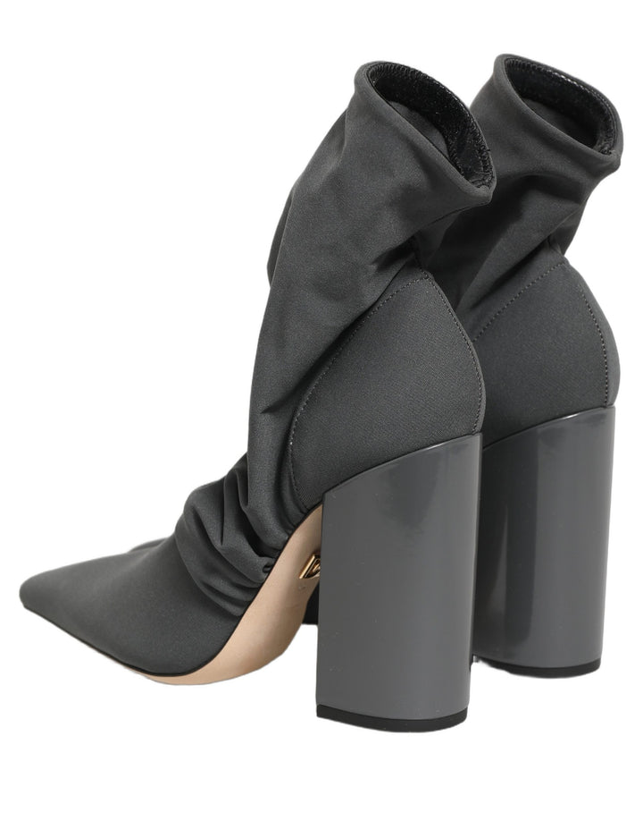 Dolce &amp; Gabbana Gray Stretch Socks Heels Ankle Boots Shoes