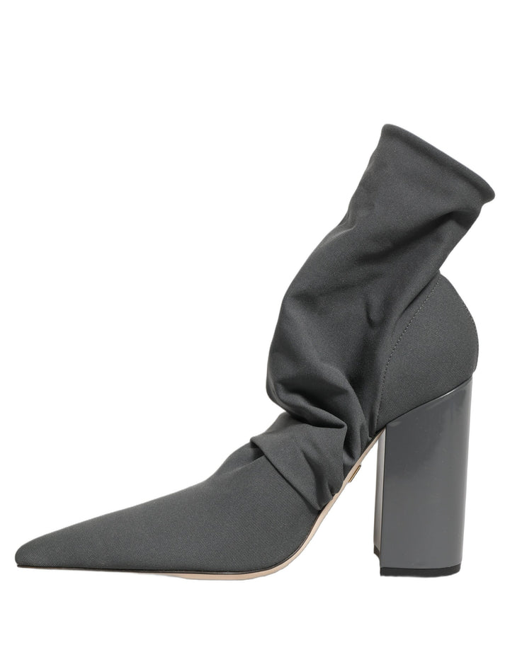 Dolce &amp; Gabbana Gray Stretch Socks Heels Ankle Boots Shoes