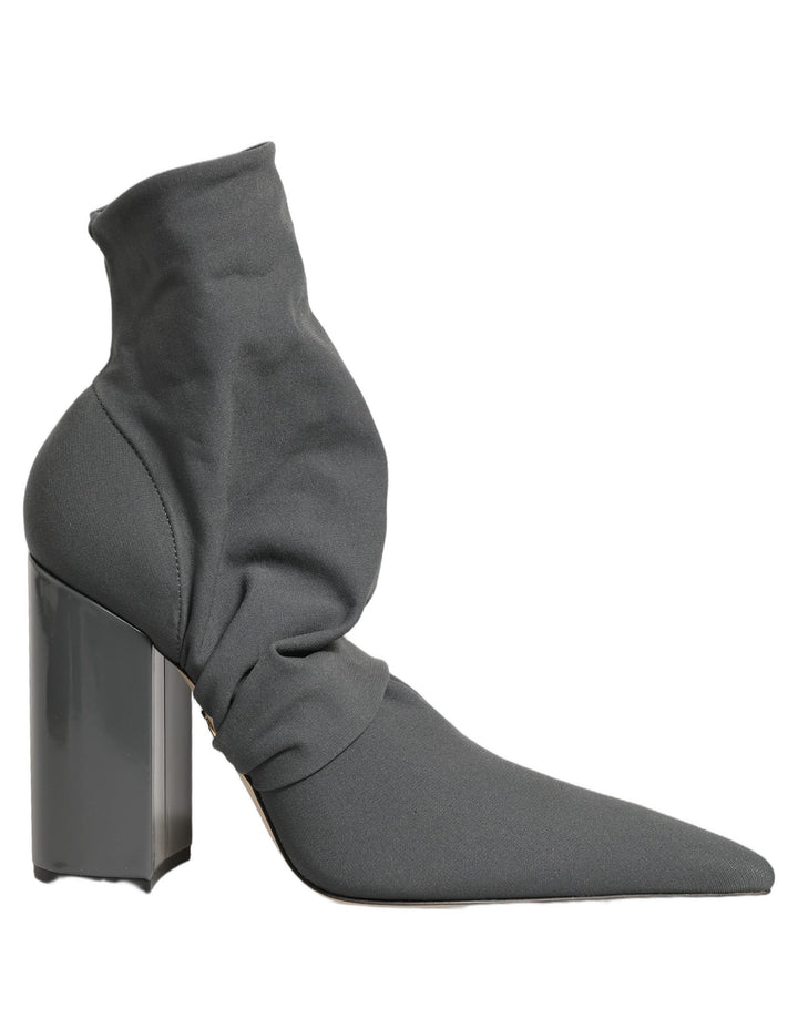 Dolce &amp; Gabbana Gray Stretch Socks Heels Ankle Boots Shoes