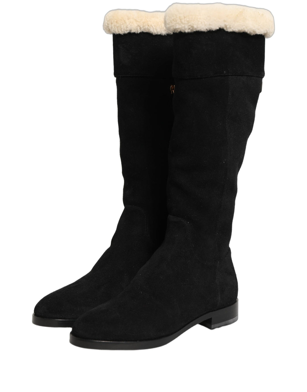 Dolce &amp; Gabbana Suede Leather Knee High Boots Black