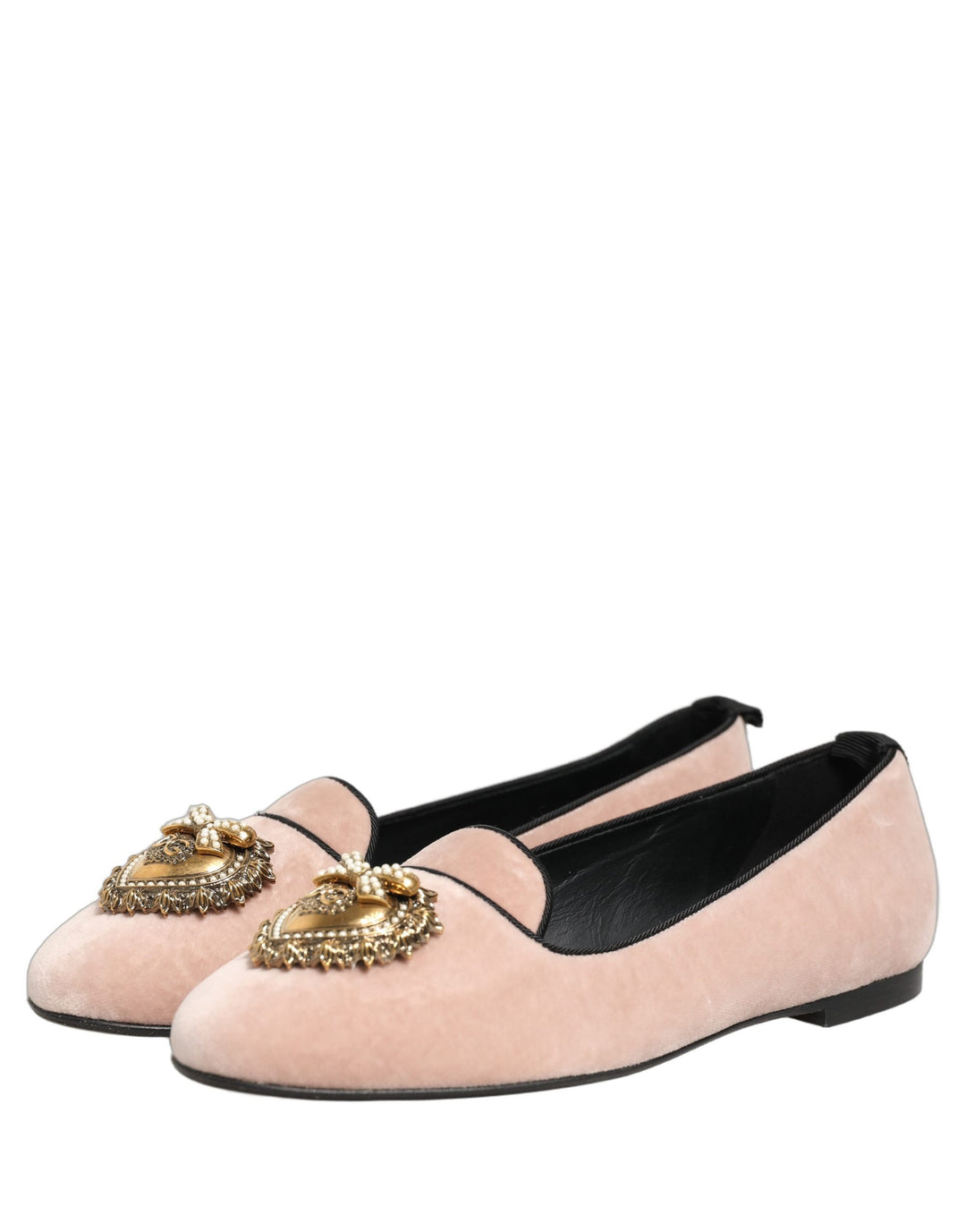 Dolce &amp; Gabbana Pink Velvet Devotion Loafers Flats Shoes