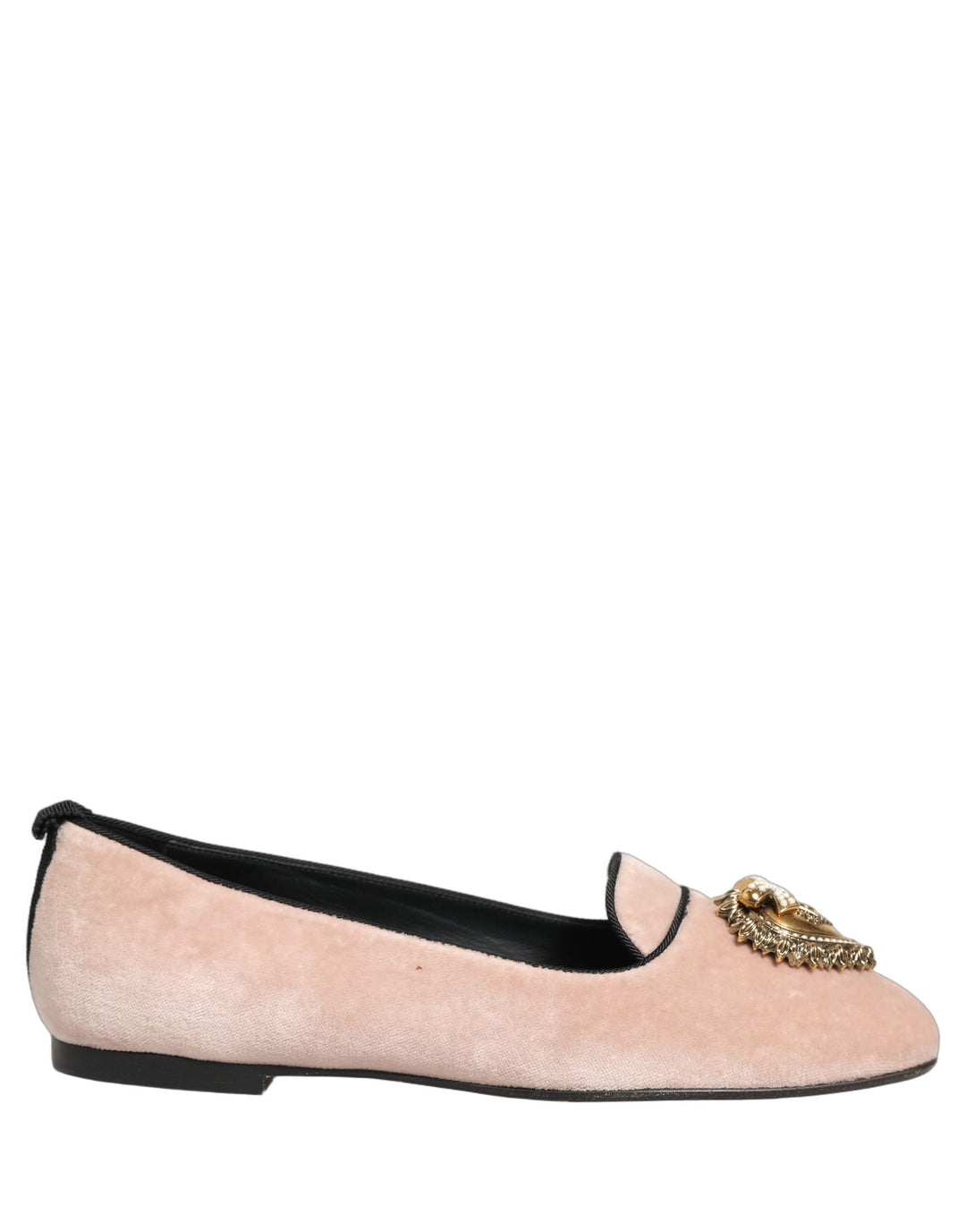 Dolce &amp; Gabbana Pink Velvet Devotion Loafers Flats Shoes