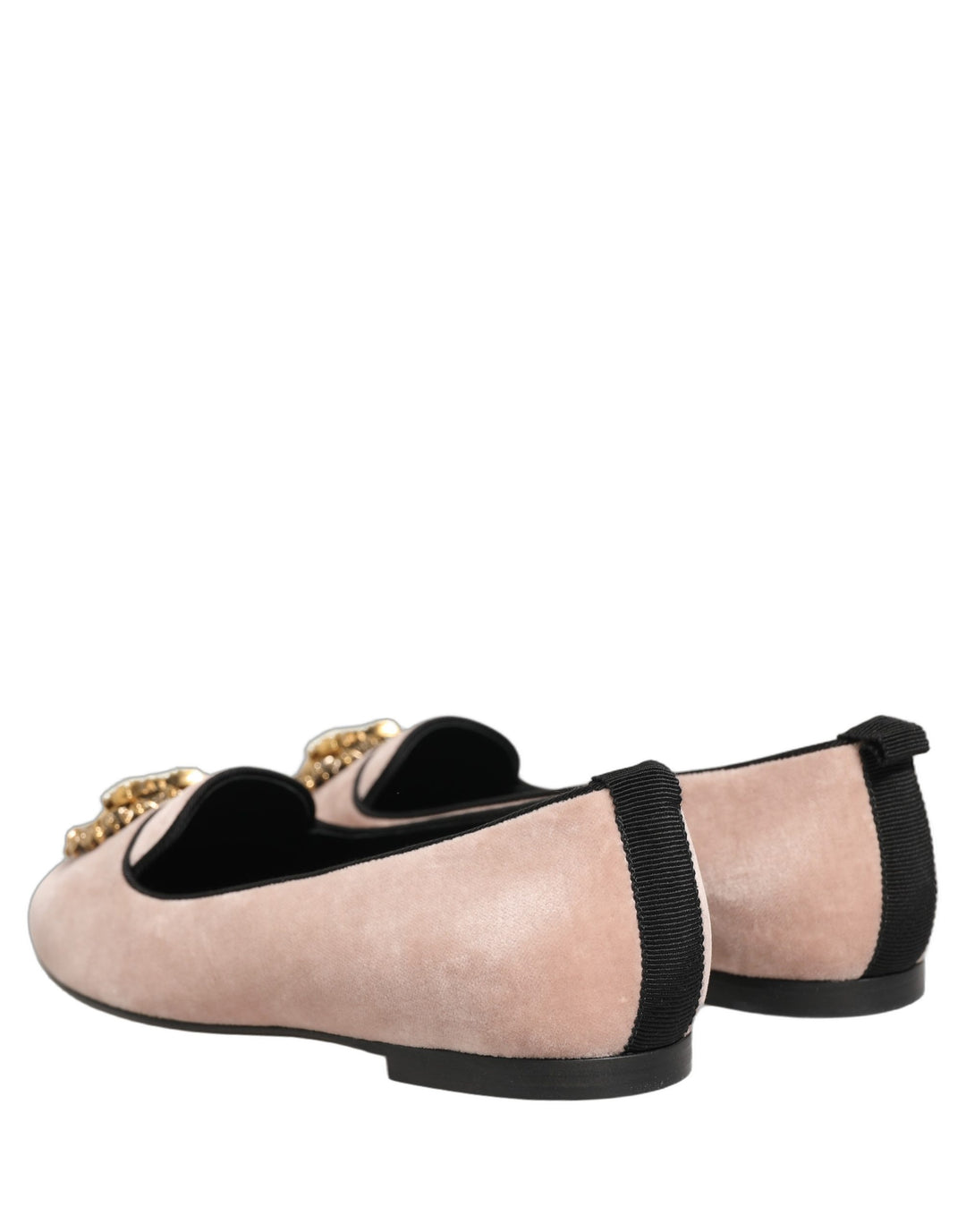Dolce &amp; Gabbana Pink Velvet Devotion Loafers Flats Shoes