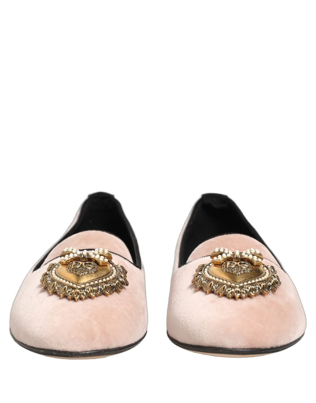 Dolce &amp; Gabbana Pink Velvet Devotion Loafers Flats Shoes
