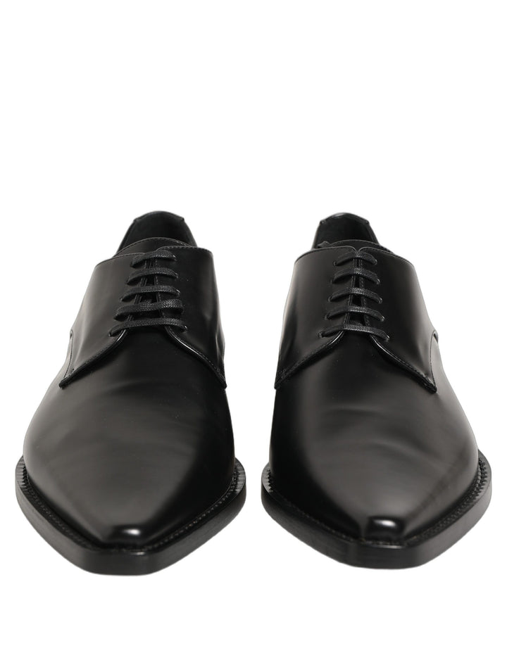 Dolce &amp; Gabbana Black Leather Lace Up Derby Dress Shoes