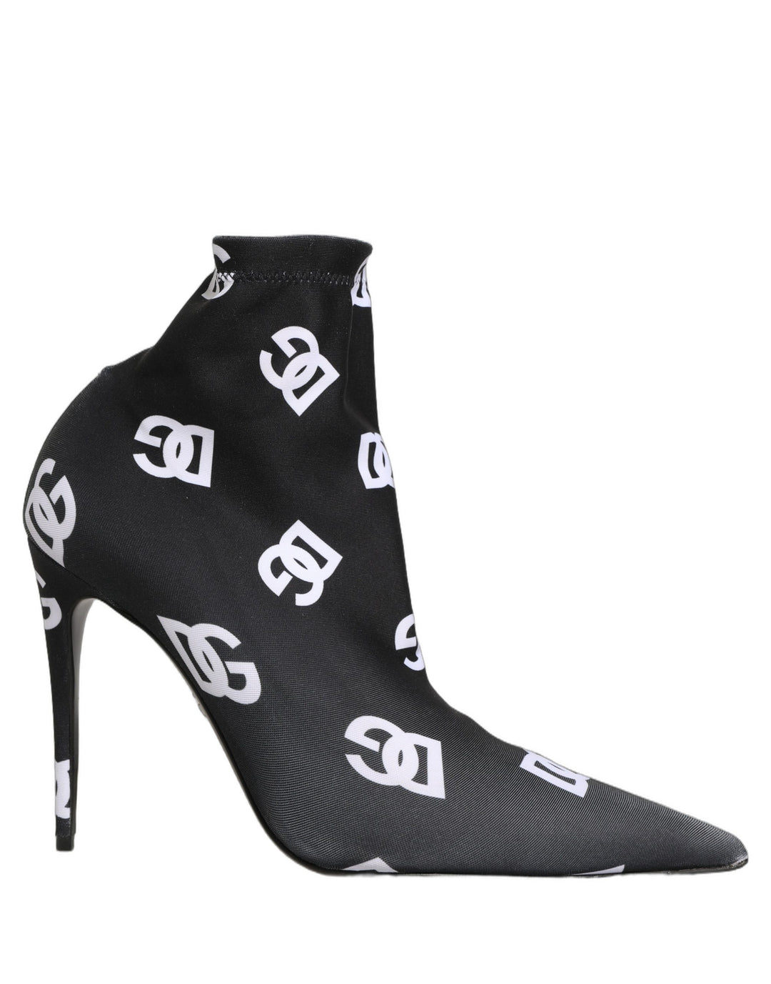 Dolce &amp; Gabbana Black Logo Stretch Heels Ankle Boots Shoes