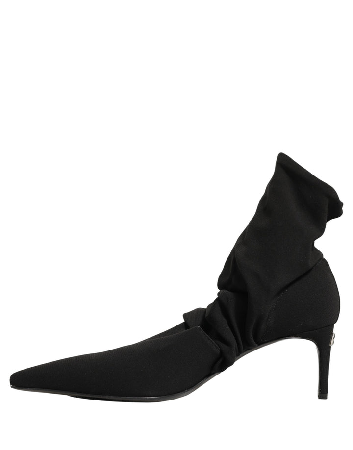 Dolce &amp; Gabbana Black Stretch Socks Heels Ankle Boots Shoes