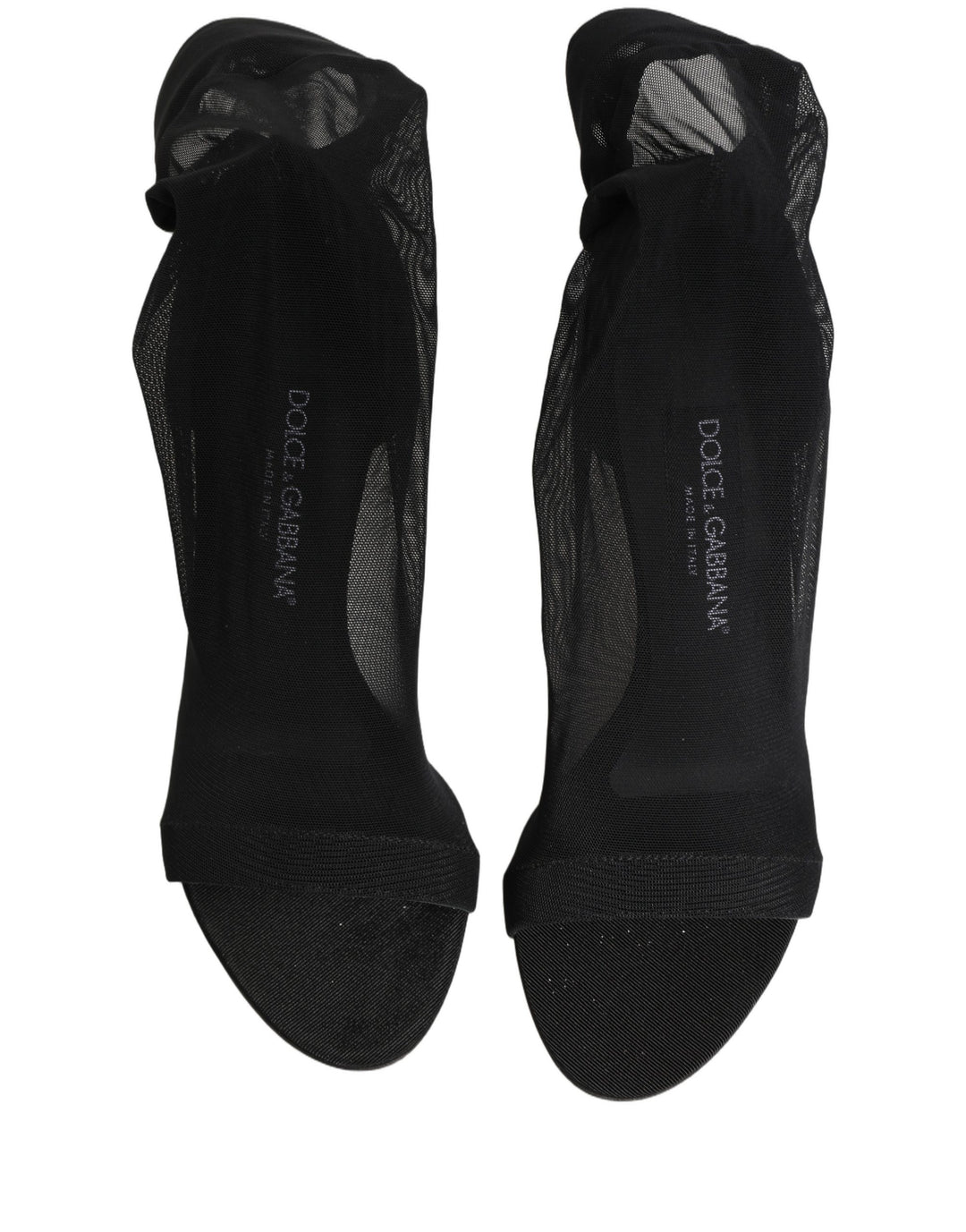 Dolce &amp; Gabbana Black Nylon Mesh Sock Style Boots Shoes