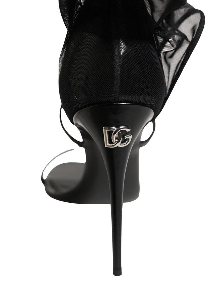 Dolce &amp; Gabbana Black Stiletto Sandals Socks High Boots Shoes