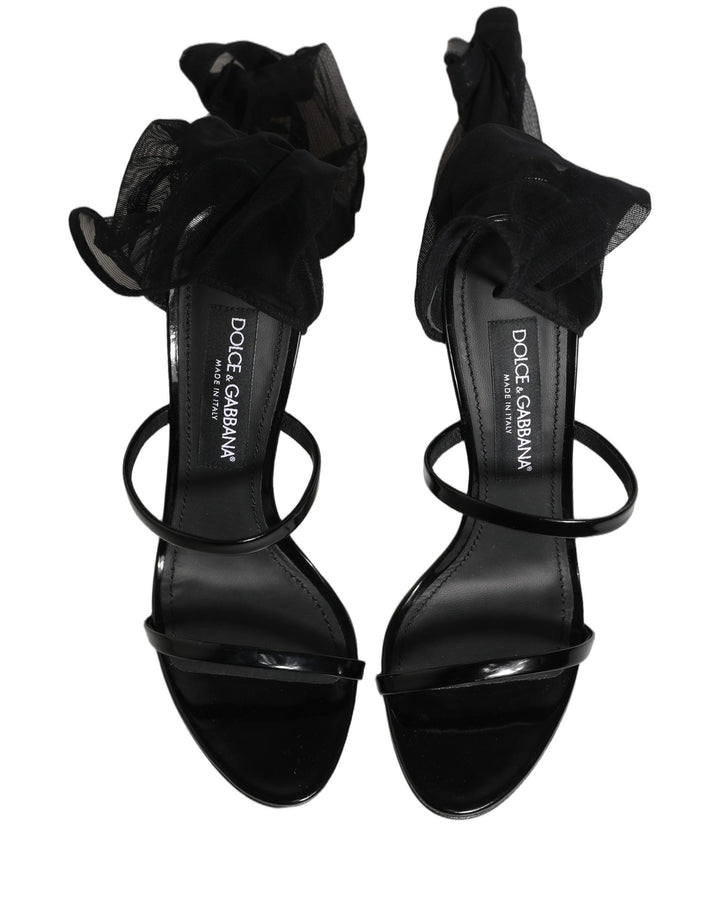Dolce &amp; Gabbana Black Stiletto Sandals Socks High Boots Shoes