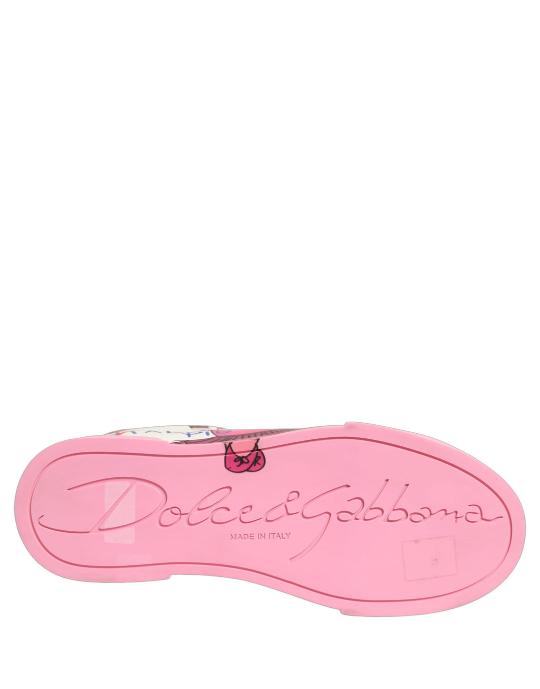 Dolce &amp; Gabbana White Pink Portofino Royal Pig Sneakers Shoes