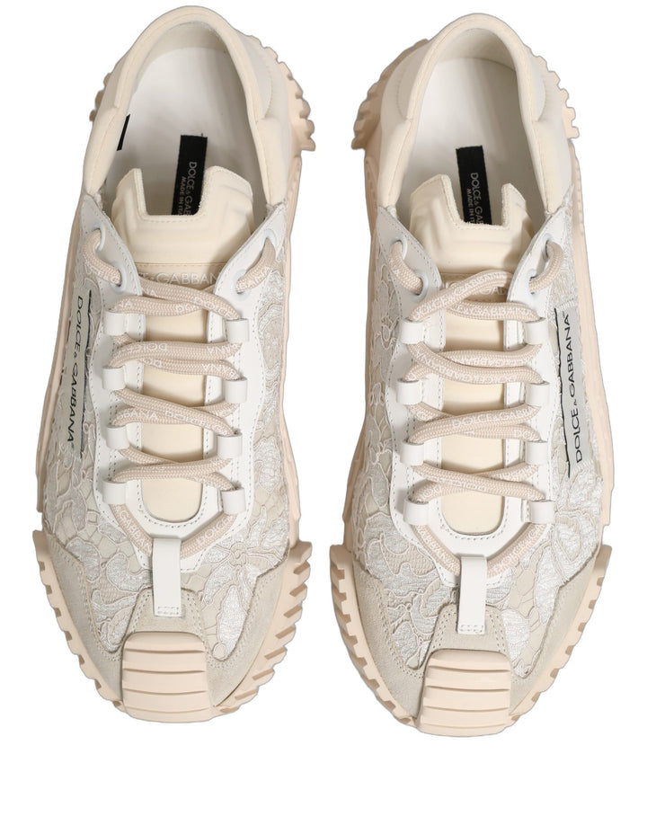 Dolce &amp; Gabbana White Lace NS1 Low Top Sneaker Sports Shoes