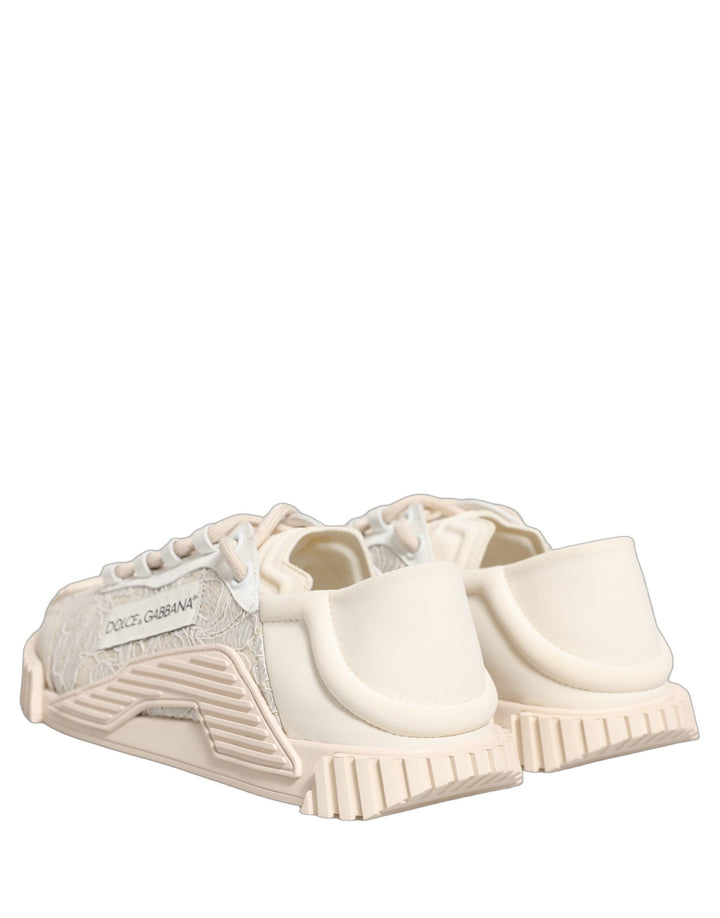 Dolce &amp; Gabbana White Lace NS1 Low Top Sneaker Sports Shoes