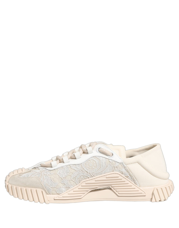 Dolce &amp; Gabbana White Lace NS1 Low Top Sneaker Sports Shoes