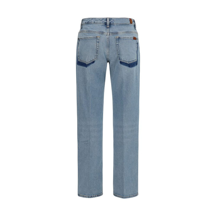 7FOR Blue Cotton Straight-Leg Jeans