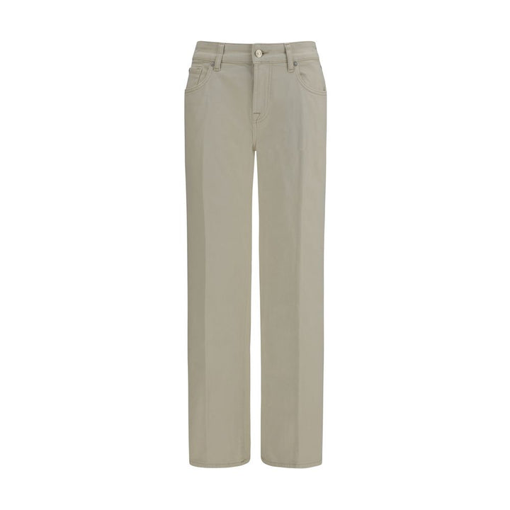 7FOR Beige Cotton Straight-Leg Jeans