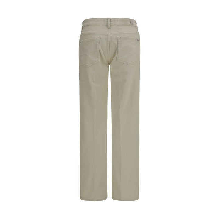 7FOR Beige Cotton Straight-Leg Jeans