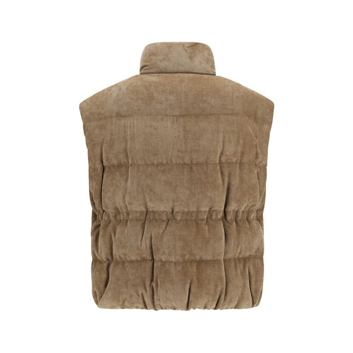 Brunello Cucinelli Beige Viscose Sleeveless Jacket