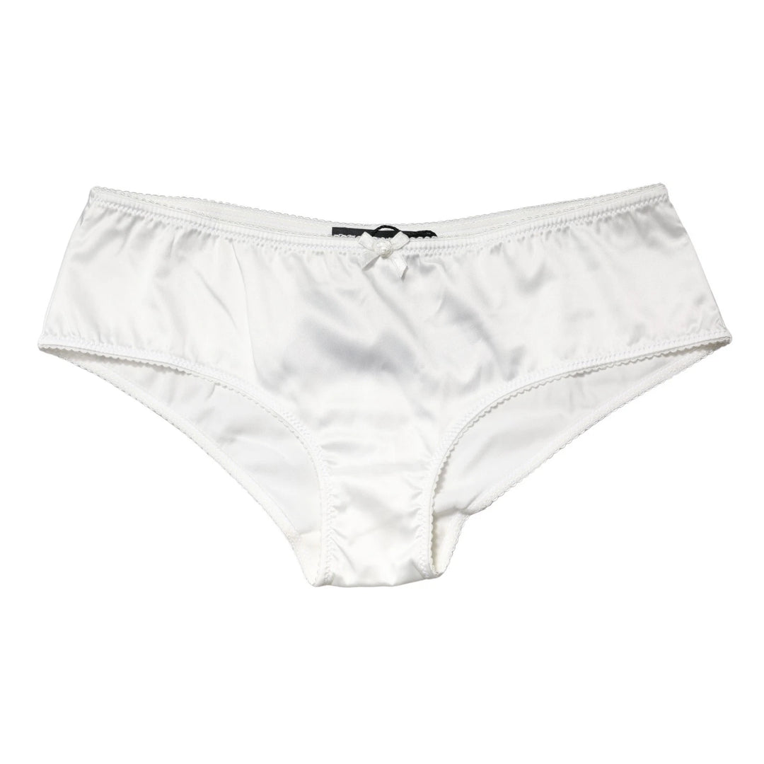 Dolce &amp; Gabbana White Silk Stretch Mid Waist Brief Panty Underwear