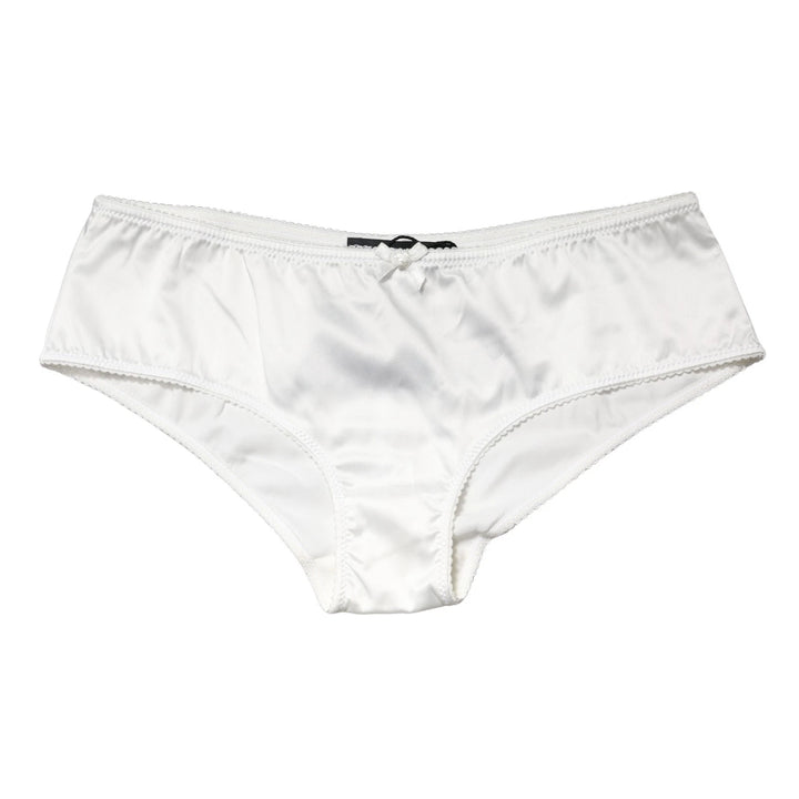 Dolce &amp; Gabbana White Silk Stretch Mid Waist Brief Panty Underwear