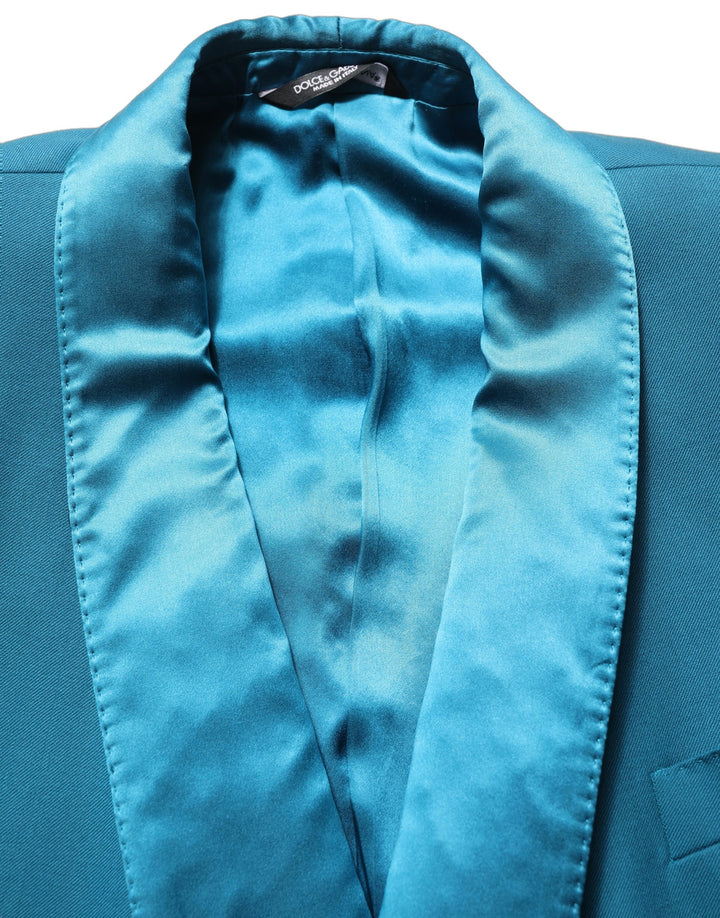 Dolce &amp; Gabbana Teal Wool Double Breasted Formal Coat Blazer