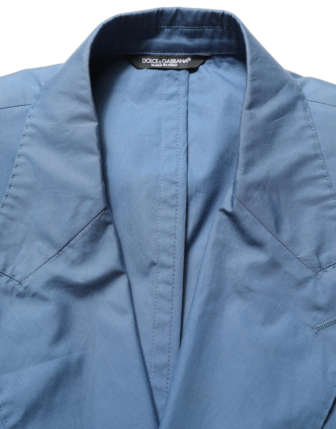 Dolce &amp; Gabbana Blue Cotton Double Breasted Men Coat Blazer