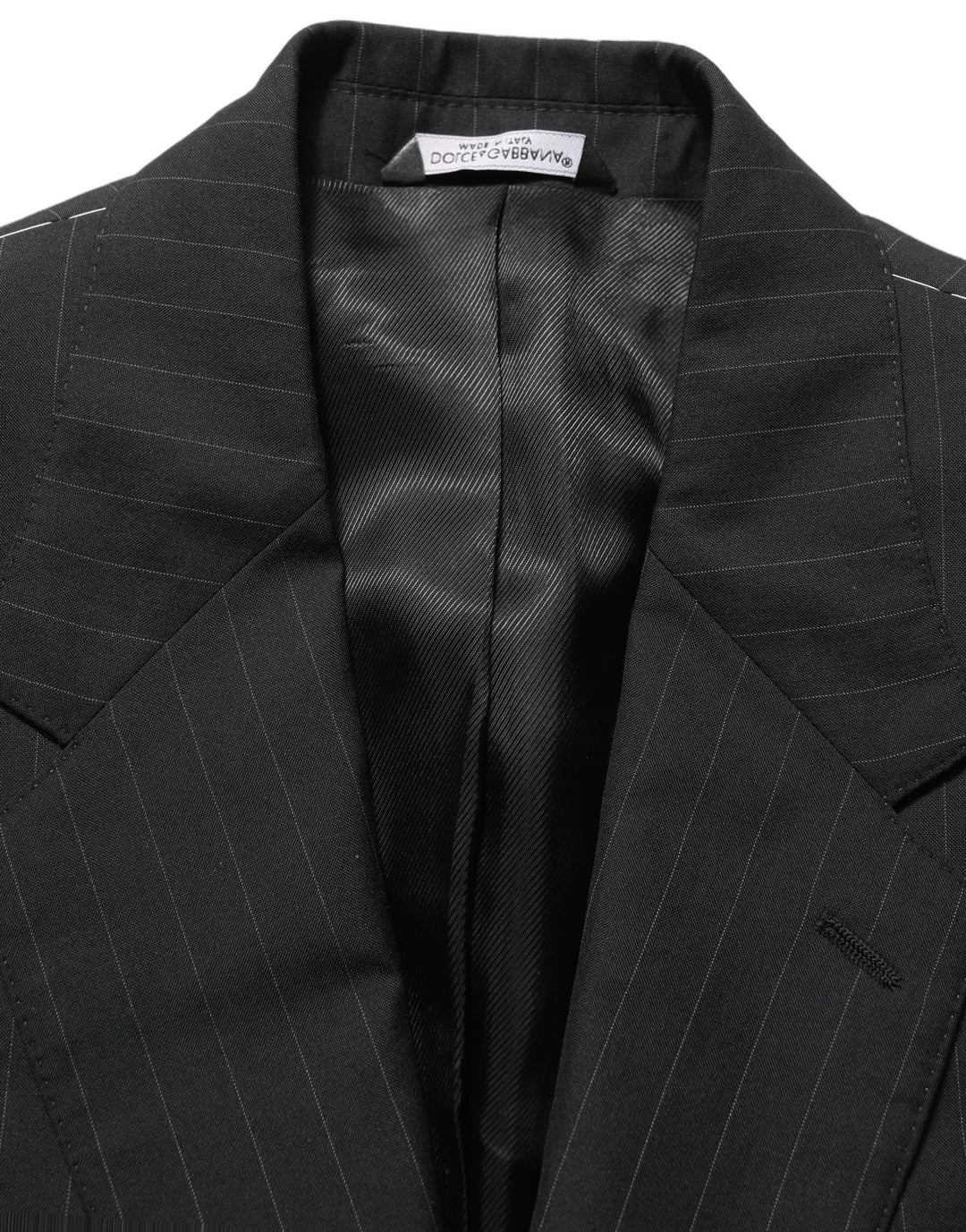 Dolce &amp; Gabbana Black Stripes Wool Single Breasted Blazer