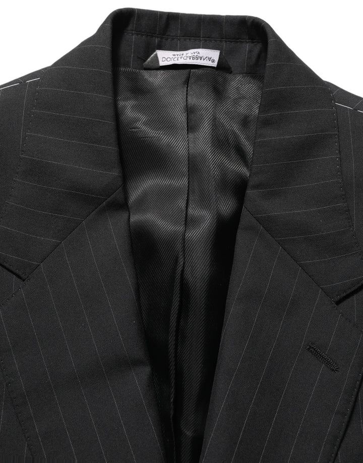 Dolce &amp; Gabbana Black Stripes Wool Single Breasted Blazer