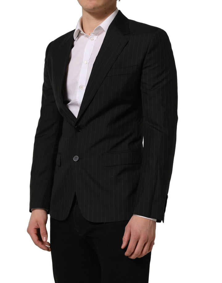 Dolce &amp; Gabbana Black Stripes Wool Single Breasted Blazer