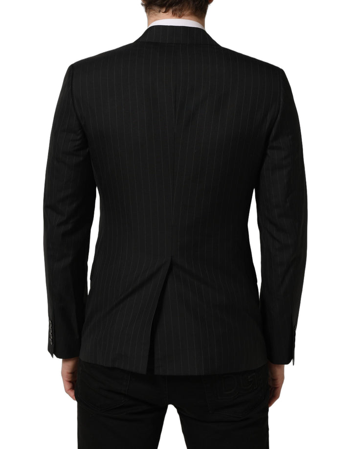 Dolce &amp; Gabbana Black Stripes Wool Single Breasted Blazer