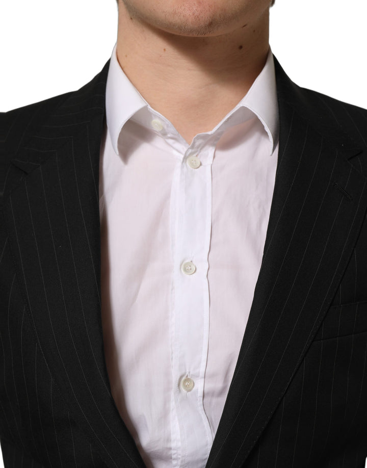 Dolce &amp; Gabbana Black Stripes Wool Single Breasted Blazer