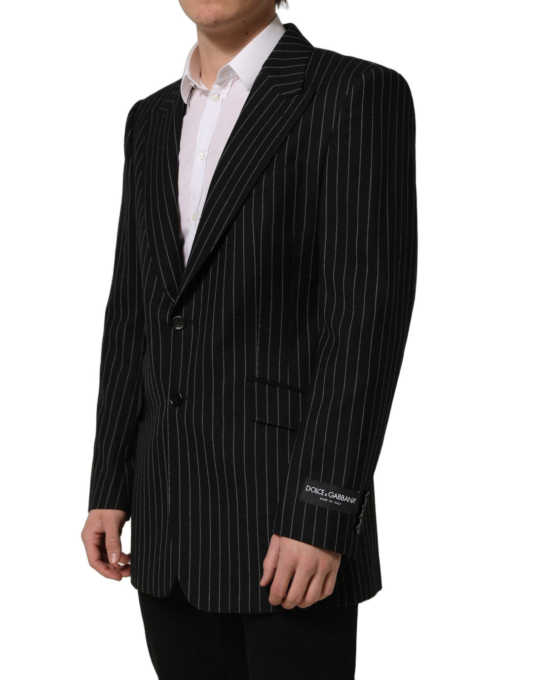 Dolce &amp; Gabbana Black Stripes Wool Single Breasted Blazer