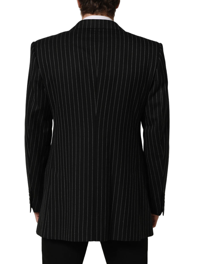 Dolce &amp; Gabbana Black Stripes Wool Single Breasted Blazer