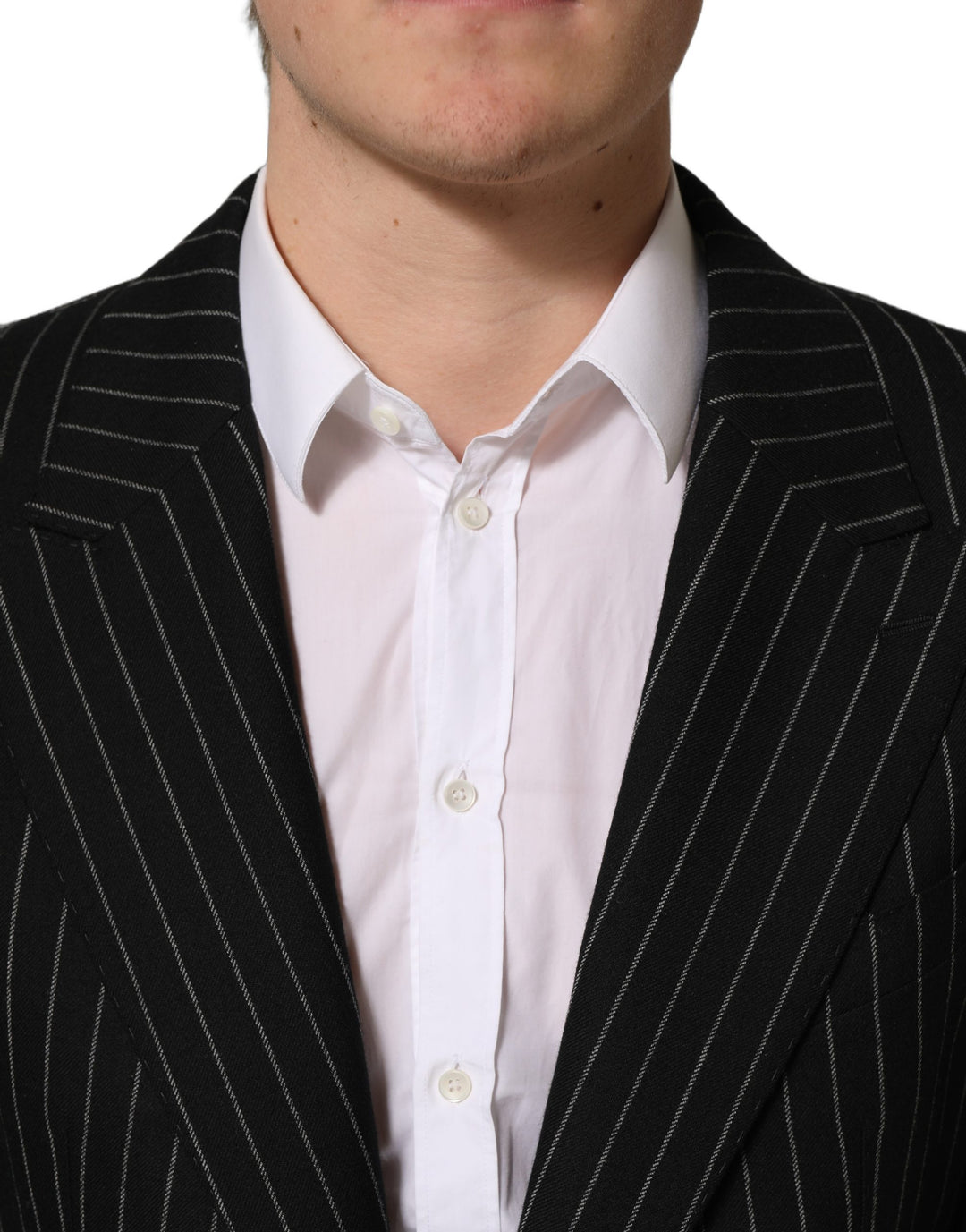 Dolce &amp; Gabbana Black Stripes Wool Single Breasted Blazer