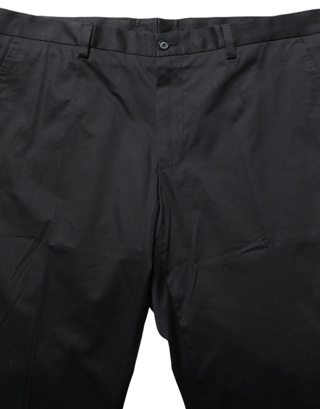 Dolce &amp; Gabbana Black Cotton Tapered Leg Dress Trouser Pants