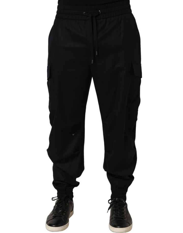 Dolce &amp; Gabbana Black Mid Waist Cargo Jogger Sweatpants Pants
