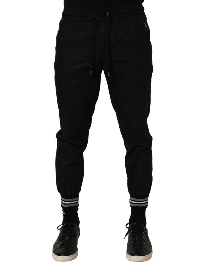Dolce &amp; Gabbana Black Cotton Mid Waist Jogger Sweatpants Pants