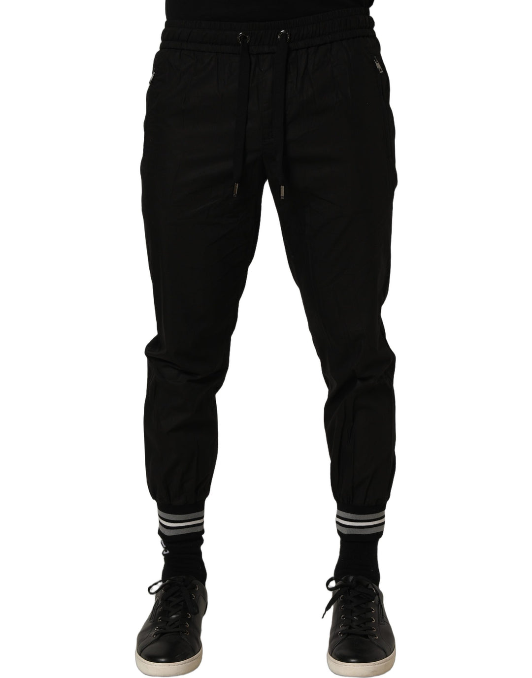 Dolce &amp; Gabbana Black Cotton Mid Waist Jogger Sweatpants Pants