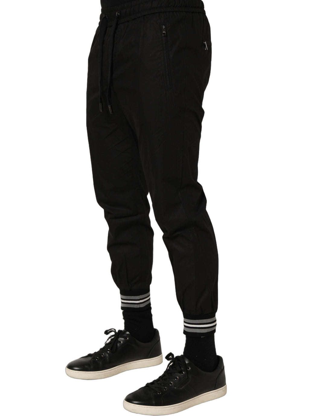 Dolce &amp; Gabbana Black Cotton Mid Waist Jogger Sweatpants Pants