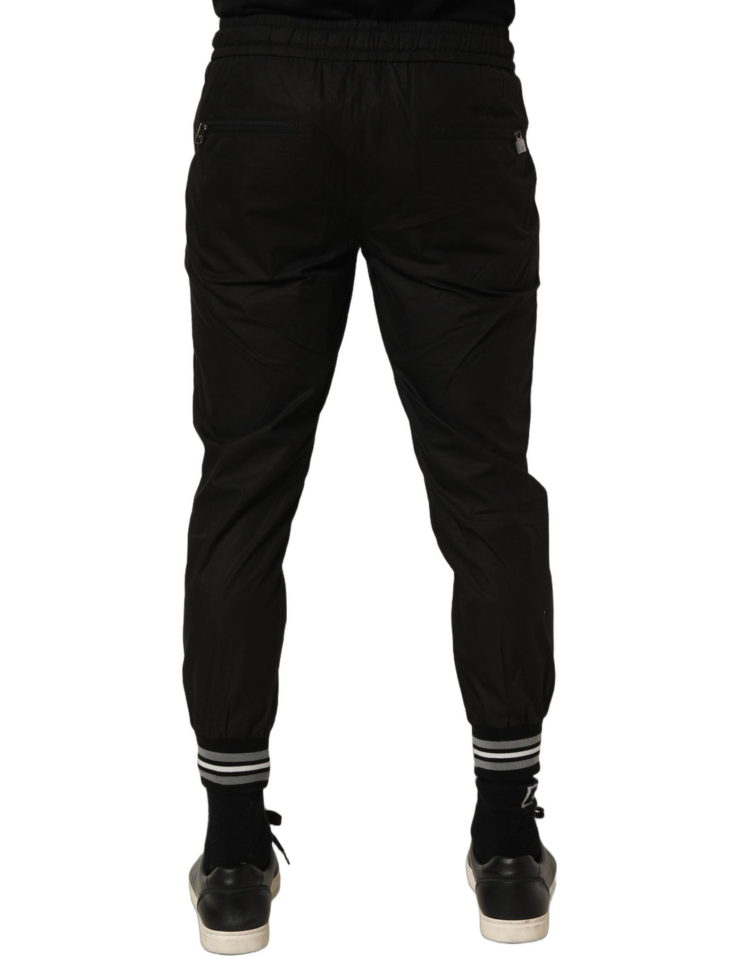 Dolce &amp; Gabbana Black Cotton Mid Waist Jogger Sweatpants Pants