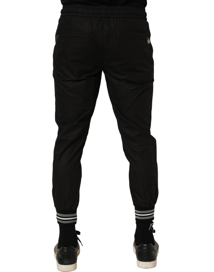 Dolce &amp; Gabbana Black Cotton Mid Waist Jogger Sweatpants Pants